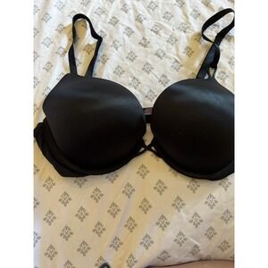 Victoria's Secret Padded Bombshell Bra Plunge smooth black 36 C Mint Cond CT1
